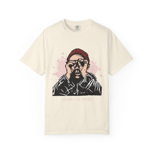 Binocular Beanie Graphic T-Shirt — 'Eyes to See' Vintage Illustration Tee