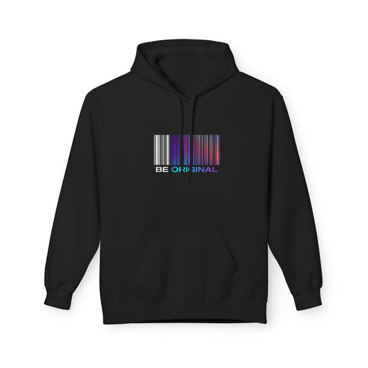 Be Original Barcode Graphic Hoodie — Rainbow Barcode "Be Original" Chest Design